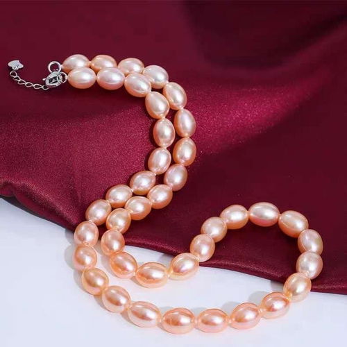 天然精品強光米形珍珠項鏈女簡約純銀女款珠寶首飾送媽媽長輩禮物